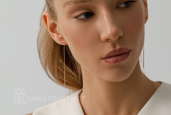 Серьги из красного золота «Палочка на кобре»